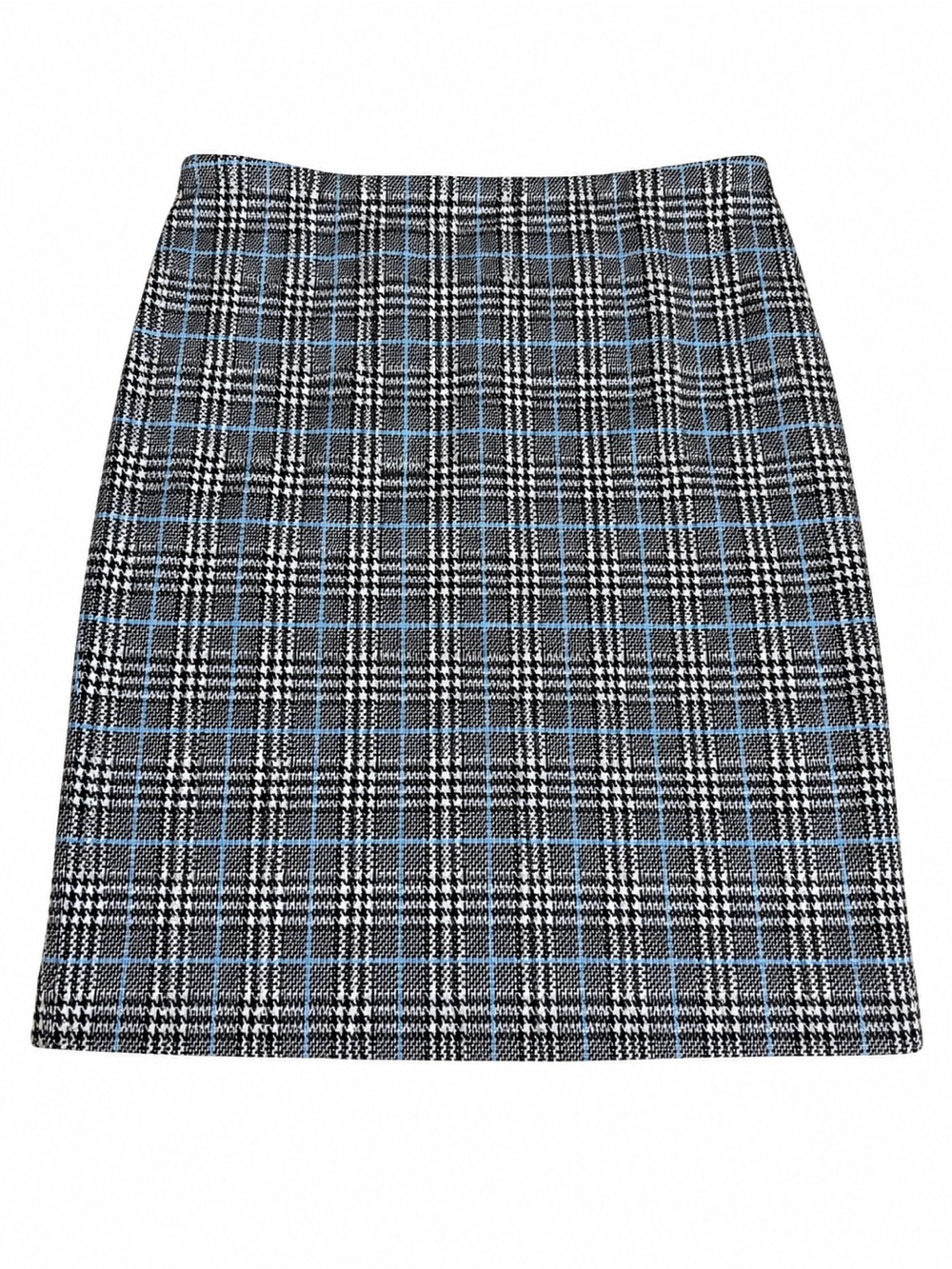 Vince Camuto Black, White & Light Blue Plaid Pencil Skirt
